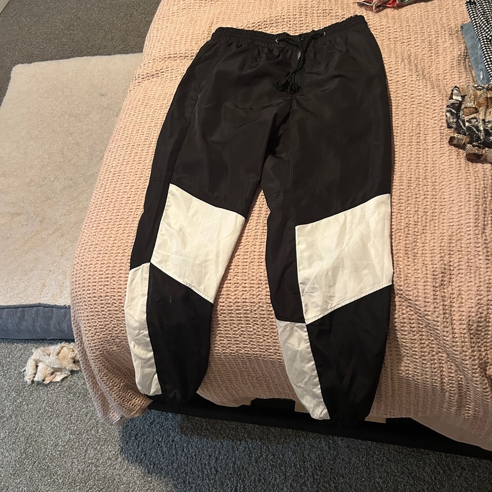 Black and White Parachute Pants